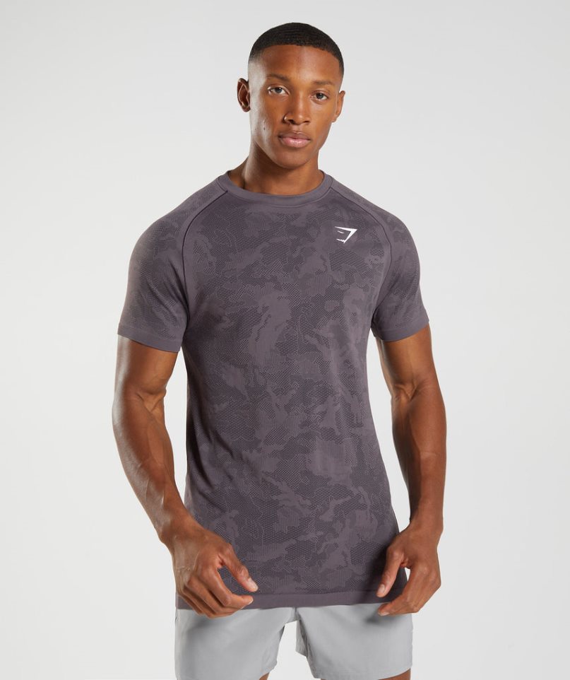 Men\'s Gymshark Geo Seamless T-Shirts Purple | NZ 1KIUQO